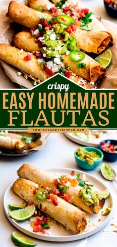 Flautas Easy Chicken Flautas Air Fryer, Ground Chicken Flautas, Crispy Chicken Flautas, Flour Tortilla Flauta, Best Flautas Recipe, Fried Flautas Recipe, Breakfast Flautas Recipe, Homemade Chicken Flautas, Air Fried Flautas