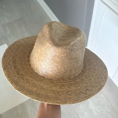 Brand New Never Worn Nwt. Color Is Natural. Tan Fedora Straw Hat For Vacation, Tan Brimmed Straw Hat For Vacation, Tan Brimmed Panama Hat For The Beach, Tan Brimmed Panama Hat For Beach, Brimmed Tan Panama Hat For The Beach, Brimmed Tan Panama Hat For Beach, Tan Curved Brim Hat For Spring, Natural Flat Brim Fedora One Size, Wide Brim Unlined Vacation Hat