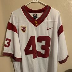 Very Good And Clean Condition, Never Worn. Authentic Material And Stitching. Size: Xxl. Cute Nike Clothes, White Jersey Outfit, Cute Jersey Outfits, Dark Red Clothes, 90s Jersey, Off White Outfit, Sport Style Outfits, Red Football Jersey, Red Streetwear