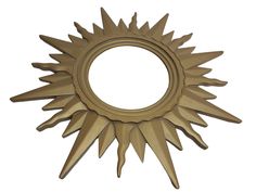 a gold metal sunburst on a white background