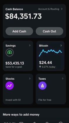 an iphone screen showing cash balance and the amount of money it has taken to pay