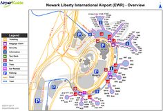 a map of newark international airport showing the locations