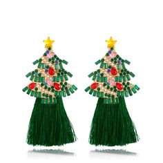 PRICES MAY VARY. 【Dazzling Christmas Earrings】 These stylish and glamorous Christmas tree earrings effortlessly complement any style, offering a touch of sophistication and holiday charm. Whether you're attending a holiday party or spending quality time with family, these earrings add a festive flair to your overall look, making you the center of attention. 【High Quality】 Crafted with attention to detail, these dangle earrings are made from high-quality materials, ensuring long-lasting shine. Ea Christmas Party Dangle Earrings, Christmas Party Drop Earrings, Multicolor Christmas Earrings, Green Jewelry For New Year's Party, Green Jewelry For New Year Party, Green Earrings For Holiday Parties, Green Christmas Earrings, Glamorous Christmas Tree, Gingerbread Man Christmas Tree