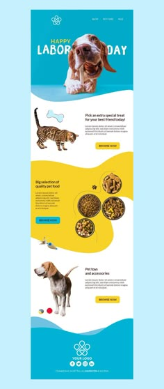 the front and back pages of an animal product page, with images of dogs and cats