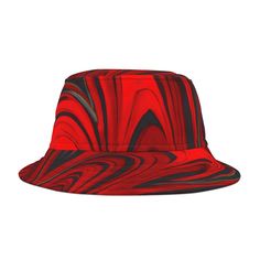 Raging Red Groove Vibes Bucket Hat - Acid Daddy Black Curved Brim Bucket Hat For Festivals, Adjustable Rave Hats For Festivals, Trendy Adjustable Bucket Hat For Music Festival, Adjustable Summer Rave Hats, Red Wide Brim Hat For Festival, Black Brimmed Bucket Hat For Festival, Festival Adjustable Flat Brim Bucket Hat, Adjustable Red Festival Hat, Artistic Black Adjustable Hat