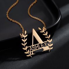 Leaves Name, Jewelry Packaging Diy, Pyramid Necklace, Packaging Diy, Name Pendant, Fancy Jewellery, Name Jewelry