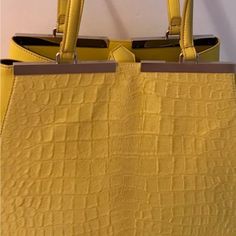 Fendi, 3 Jours Yellow Calfskin Leather , Tote (13.8w / 11h) ( Barely Used) Luxury Yellow Satchel For Office, Elegant Yellow Bag With Gold-tone Hardware, Luxury Yellow Business Bags, Yellow Business Bags With Gold-tone Hardware, Elegant Yellow Satchel With Top Carry Handle, Luxury Yellow Satchel For Evening, Elegant Yellow Bag With Detachable Handle, Luxury Yellow Satchel For Formal Occasions, Yellow Luxury Satchel For Formal Occasions