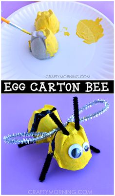 egg carton bee craft for kids to make