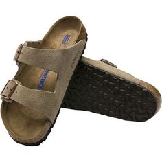 You don't have to be a long-haired hippie in order to don the Birkenstock Arizona Men's Soft Footbed Suede Sandals. Designed for pure comfort, the Arizona sandal features a soft, springy footbed that's not only a shade more lightweight than its non-soft footbed siblings but also features more cushion underfoot. Meanwhile, the molded arch support and EVA ensures day-long support, so you're able to wear the Arizona as you navigate grocery stores, concert venues, and casual Fridays at work alike. Casual Adjustable Footbed Sandals For Outdoor, Adjustable Casual Outdoor Footbed Sandals, Adjustable Casual Footbed Sandals For Outdoor, Casual Outdoor Footbed Sandals With Textured Footbed, Casual Slides With Leather Footbed, Comfortable Footbed Sandals For Outdoor Spring Use, Comfortable Footbed Sandals For Outdoor Spring Activities, Casual Brown Footbed Sandals For Outdoor, Casual Slippers With Leather Footbed