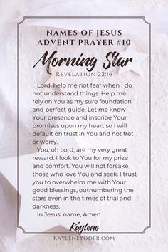 a prayer for the morning star