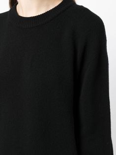 black wool-cashmere blend knitted construction crew neck extra-long sleeves ribbed cuffs and hem This item is in size S and the color is Black Extra Long Sleeves, Cashmere Jumper, Knitted Top, Long Sleeve Knit Tops, Black Wool, Jumpers For Women, Extra Long, Black Sweaters, The Row