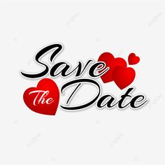 save the date with hearts on white background