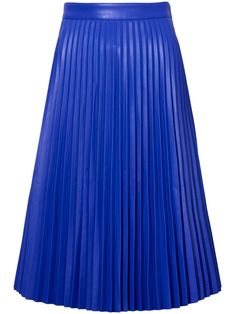 royal blue faux leather fully pleated high-waisted mid-length straight hem Royal Blue Skirt, Midi Skirt Blue, Royal Blue Skirts, Blue Skirt, White Label, Pleated Midi Skirt, Proenza Schouler, Shades Of Blue, Pleated Skirt