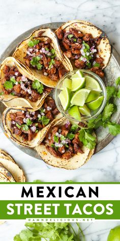 Don't miss out on this simple game day recipe! These are the BEST Mexican Street Tacos. Full of authentic flavor, these carne asada tacos are a family-friendly dinner. Enjoy them with all the toppings! Carne Asada Street Tacos, Asada Street Tacos, Authentic Carne Asada, Mexican Street Tacos, Steak Taco Recipe, Street Taco Recipe, Mini Tacos, Butter Shrimp, Easy Taco