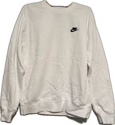 Nike Crew Neck, White Nike, Nike White, White Nikes, Nike Tops, White Tops, Nike Women, Crew Neck Sweatshirt, Color White