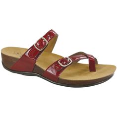 Shelly Orange - Women's Toe Loop Slide Sandal – SAS Shoes | SASnola.com Toe Loop Wedge Sandals With Cushioned Footbed, Casual T-strap Sandals With Toe Loop And Heel Loop, Casual T-strap Sandals With Heel And Toe Loop, Polished Wood, Toe Loop Sandals, Sas Shoes, Wood Polish, Red Shoes, Work Boots