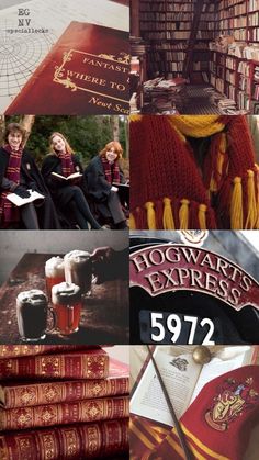 the hogwart's express logo is shown in this collage with harry potters books