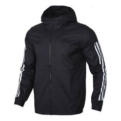 Adidas Must Have Classic Windbreaker 'Black' FM9428 (Men's) Urban Black Moisture-wicking Outerwear, Sporty Black Breathable Outerwear, Black Breathable Sporty Outerwear, Black Breathable Streetwear Outerwear, Black Breathable Outerwear For Streetwear, Breathable Black Outerwear For Streetwear, Breathable Black Windbreaker For Winter, Black Moisture-wicking Windbreaker For Outdoor Activities, Black Breathable Long Sleeve Windbreaker