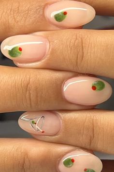 Red Chili Pepper Nails, Red Festival Nails, Martini Nail Art, A Toni Bit Older, Bartender Nails, Italian Nails Trends, Doll Activities, Olive Nails