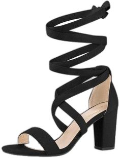 Black Cross Strap Heels For Party, Elegant Black Cross Strap Sandals, Chic Formal Lace-up Sandals With Stacked Heel, Chic Lace-up Sandals With Stacked Heel For Formal Occasions, Chic Formal Lace-up Block Heel Sandals, Chic Formal Lace-up Sandals With Block Heel, Elegant Black Strappy Lace-up Sandals, Formal Lace-up Sandals With Stacked Heel, Strappy Lace-up Sandals For Formal Occasions