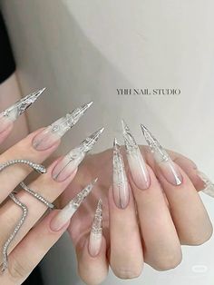 Nail Y2k, Lily Nails, Sharp Nails, Hello Nails, Fantasy Nails, Nail Box, Pointed Nails, Classy Acrylic Nails, Dope Nail Designs