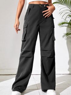 Step into effortless elegance with these Non Stretch Loose Fit Wide Leg Pants. Embrace a timeless silhouette that exudes grace and sophistication, transcending fleeting fashions. Crafted with meticulous attention to detail, these pants boast a loose fit that allows for unrestricted movement and comfort, while effortlessly elongating your legs. The exquisite craftsmanship is evident in every seam, ensuring durability and longevity. Specifications: Style: Casual Pattern Type: Plain Type: Cargo Pan Elegant Straight Cargo Pants With Pockets, Elegant Straight Cargo Pants, Elegant Wide Leg Cargo Pants With Pockets, Elegant Trousers With Cargo Pockets, Elegant Wide-leg Pants With Cargo Pockets, Elegant Wide-leg Cargo Pants, Elegant Straight Leg Bottoms With Cargo Pockets, Fitted Wide-leg Cargo Pants, Elegant Wide-leg Workwear Cargo Pants