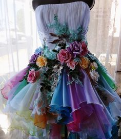 Rainbow Wedding Dress, Rose Wedding Dress, Handmade Wedding Dresses, Timeless Glamour, Garden Wedding Dresses, Mini Wedding Dresses, Paradise Garden, Rainbow Wedding, Fairy Wedding