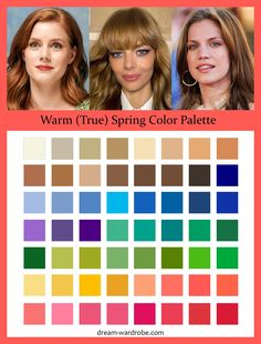 Warm (True) Spring Color Palette and Wardrobe Guide – Dream Wardrobe True Spring Color Analysis, Warm Spring Colour Palette, Warm Spring Color Palette Outfits