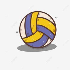 a volleyball ball with yellow and blue stripes on it, cartoon, illustration png and psd