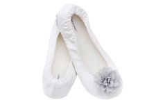 Don't just give your guest a favor. Do them a favor. Help them kick off their heels and dance the night away! Meet the slipper that will have your guest bouncing to the rhythm of your party. The Joyful slipper's satin silhouette is complemented by a lively gray chiffon flower. The Joyful slipper includes our signature extra-plush memory foam padding, ultra-soft velour lining and anti-skid Microfiber sole. Bundle of 50 includes: 11 Small Pairs 20 Medium Pairs 16 Large Pairs 3 XL pairs All Slipper Dance Floor Slippers, Satin Slippers, Gray Wedding Colors, Wedding Dancing, Gray Wedding, Chiffon Flower, Grey Flowers, Chiffon Flowers, Gray Weddings