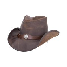 Western Chocolate Leather Cowboy Hat with 3" Brim and 4" Crown  by American Hat Makers Straw Cowgirl Hat, White Cowboy Hat, Brown Cowboy Hat, Hats For Big Heads, American Hat Makers, Leather Cowboy Hats, American Hat, Black Cowboy Hat, Outback Hat