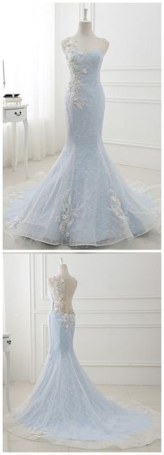 Baby Blue Sweep Train Lace Mermaid Evening Dresses, Light Blue Fitted Mermaid Dress For Wedding, Blue Fishtail Dress For Wedding, Blue Mermaid Hem Gown For Wedding, Blue Mermaid Hem Wedding Gown, Light Blue Fitted Mermaid Dress, Light Blue Fitted Mermaid Hem Dress, Light Blue Fitted Dress With Mermaid Hem, Blue Mermaid Dress With Sweep Train, Blue Mermaid Gown With Sweep Train