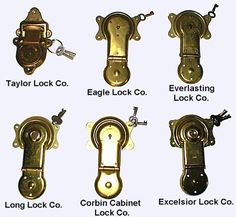 the antique trunk locks are all different styles and sizes