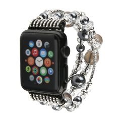 PRICES MAY VARY. 【Fashion design】Agate pearl bracelet compatible with apple watch band perfect combination, It makes your watch more like a fashion colorful jewelry bracelet than a normal watch. It is a beautiful art, increase your beauty, enjoy your life. 【Size】Compatible with apple iWatch bands 42mm/44mm/45mm/49mm: 5.7—6.9inch (145-175mm) wrist. Each strap is handmade,This watch band stretches naturally through the elastic, it will be comfortable around your wrist. According to our statistics, Adjustable Silver Watch Band For Fashion Accessory, Adjustable Silver Watch Band As Fashion Accessory, Adjustable Silver Bracelet Apple Watch Band, Adjustable Silver Bracelet Strap Apple Watch Band, Adjustable Metal Apple Watch Band For Fashion, Adjustable Metal Apple Watch Band As Fashion Accessory, Adjustable Metal Apple Watch Band, Adjustable Silver Beaded Watch Accessories, Trendy Silver Beaded Watch Band