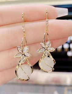 Women's Opal Drop Fine Jewelry Classic Petal Personalized Stylish Opal – BL Dress Elegant Flower Shaped Jewelry For Summer, Elegant Summer Flower-shaped Jewelry, Round Flower Earrings For Parties, Party Flower Earrings, Elegant Summer Flower Earrings, Adjustable Earrings For Valentine's Day Party, Opal Drop Earrings, Wedding Party Accessories, Jewelry Classic