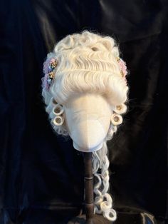 18th Century Bridgerton Style White Synthetic Hair Wig Wig is styled using a 13x4 hand-tied lace front wig and wefted at the back. It's made from heat resistant synthetic fibers. It has a stretchy and adjustable cap by hooks or straps on each side of the nape. Also it comes with 3 combs that can be removed if wanted.  We highly recommend you to try the wig as soon as you get it to ensure it fits well and you are happy with everything. On the contrary, please contact us as soon as possible. Any q Bridgerton Style, Marie Antoinette, Lace Front Wig, Hair Wig, Synthetic Fiber, Synthetic Hair, 18th Century, Lace Front Wigs, Wig Hairstyles