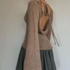 Retro Sweater, Crop Top Dress, Backless Top, Round Neck Sweaters, Women Sleeve, Loose Sweater, Sweater Weather