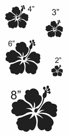 the flower stencil is shown in black and white, with numbers on each side