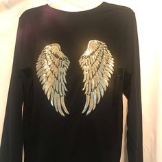 Nwot Long Sleeves T Shirt, Wings Are Sequin, Fit True To Size, Hits At Hip Angel Tshirt Design, Angel Tshirt, Long Sleeve T Shirt, Colorful Shirts, Long Sleeve Tshirt, Sequin, Long Sleeve Tees, Tshirt Designs, Long Sleeves