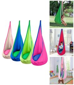 four different types of children's hammock chairs