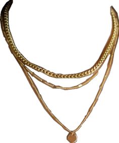 Thick Gold Chain Necklace, 3 Layer Necklace, Necklace Set Gold, Thick Gold Chain, Gold Disc Necklace, Thick Chain Necklace, Chain Necklace Gold, Necklace Layered, Layered Necklace Set