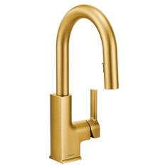 a gold faucet on a white background