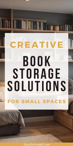 Compact bedroom with built-in bookshelf above the bed, demonstrating a clever way to maximize book storage in a tiny space. Ways To Store Books, Tiny Library Room, Small Home Library Ideas, In Home Library, Small Home Library, Tiny Library, Library Organization, Library Room