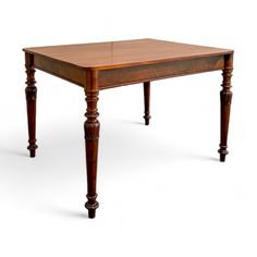 an old wooden table with two legs and a square top on the bottom, against a white background