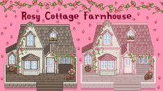 a cross stitch pattern for a house with roses on it