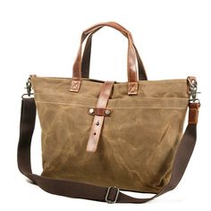 Waxed Canvas With Full Grain Leather Tote Waterproof Crossbody Bag Large Capacity Shopper Bag Model Number: MC9706 Dimensions: 14.1"L x 4.7"W x 11.8"H / 36 cm(L) x 12 cm(W) x 30 cm(H) Weight: 1.8 lb / 0.8 kg Hardware: Brass Hardware Shoulder Strap: Adjustable & Removable Color: Khaki / Dark Grey / Army Green / Black Features: • Genuine Natural Leather & Selected Waterproof Waxed Canvas• Inside 1 Zipper Pocket, 1 Cell Pocket, 1 Wallet Pocket, 2 Pen Slots• YKK Zipper• Adjustable Shoulder Strap• Ca Waxed Canvas Tote Bag, Waterproof Crossbody Bag, Retro Handbags, Canvas Messenger Bag, Vegan Leather Bag, Messenger Bag Men, Waxed Canvas, Shoulder Messenger Bag, Shoulder Tote Bag