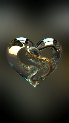 a heart shaped object is shown on a black and gray background with an abstract design