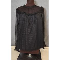 J. Crew Womens Ruffle-Trim Sheer Black Tulle Polka Dot Blouse Sz M Top Shirt Nwt. 100% Polyester. Smoke-Free Home. Check Out My Other Items. I Will Combine Shipping Fitted Swiss Dot Tops For Fall, Chic Long Sleeve Tops With Swiss Dot, Chic Swiss Dot Long Sleeve Tops, Chic Long Sleeve Swiss Dot Tops, Polka Dot Long Sleeve Top For Night Out, Long Sleeve Polka Dot Top For Night Out, Black Lace Trim Blouse For Layering, Party Tops With Polka Dot Swiss Dot, Chic Polka Dot Tops For Evening