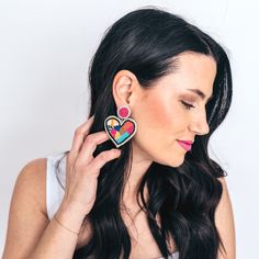 Our Brave Heart Beaded Earrings are here to remind you that you have the courage and endurance inside you to face your fears. Length 3 inches Width 2 inches Hand Beaded Detailing Post Back Allergy Friendly Post Lightweight for Everyday Wear Multicolor Heart-shaped Beaded Earrings, Multicolor Beaded Heart Earrings For Gift, Multicolor Beaded Heart Earrings As Gift, Heart Beaded Earrings, Brave Heart, Face Your Fears, Superhero Capes, Earrings Accessories, Allergy Friendly