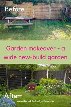 the before and after pictures of a garden makeover